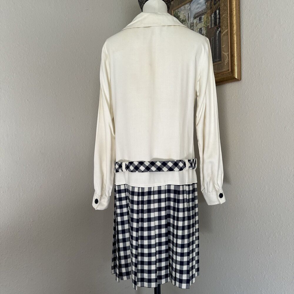 Vintage Gingham Midi Dress Women S Black White Cottagecore Old Money Aesthetic - Picture 3 of 14
